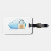 Beveiligd Cloud Opslag Icoon met Hangslot Bagagelabel (Achterkant horizontaal)