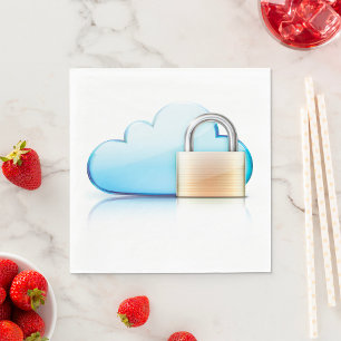 Beveiligd Cloud Opslagpictogram met Hangslot Servet