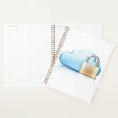 Beveiligde Cloud Opslag Icoon met Hangslot Planner (Display)
