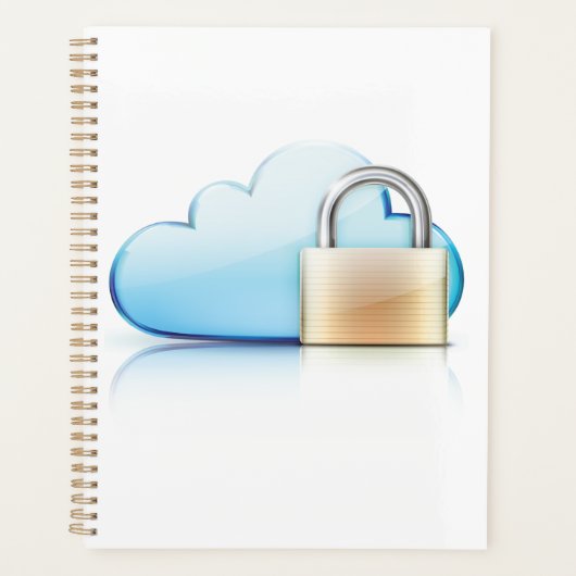 Beveiligde Cloud Opslag Icoon met Hangslot Planner (Voorkant)
