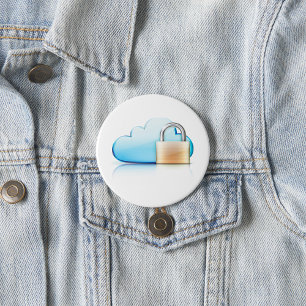 Beveiligde Cloud Opslag Icoon met Hangslot Ronde Button 7,6 Cm