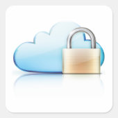 Beveiligde cloud-opslagpictogram met hangslot vierkante sticker (Voorkant)