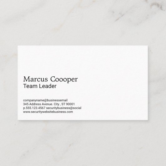 Beveiliger in uniform visitekaartje (Achterkant)