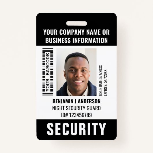 Beveiliging Aangepaste ID Fotonaam Barcode Zwart Badge (Voorkant)