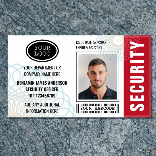 Beveiliging ID Fotonaam Logo Rode Label Badge