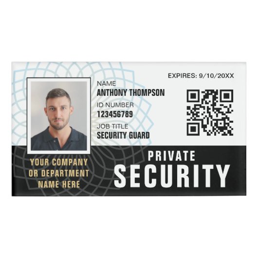 Beveiliging ID Fotonaam QR Black Label Badge (Voorkant)