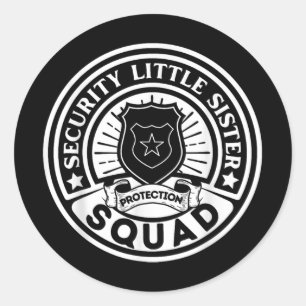 Beveiliging Little Sister Protection Squad Grappig Ronde Sticker