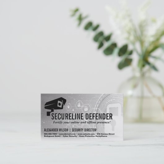Beveiliging Logo | Cyber Tech Lock-achtergrond Visitekaartje (Staand voorkant)