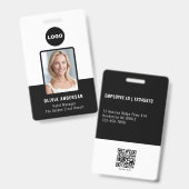Beveiliging met bedrijfslogo en QR-code op werknem Badge (Voor- en achterkant)
