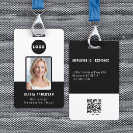Beveiliging met bedrijfslogo en QR-code op werknem Badge
