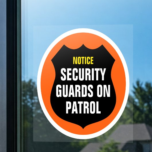 Beveiliging Patrol Teken Sinaasappel Window Cling Raamsticker