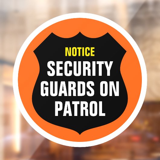 Beveiliging Patrol Teken Sinaasappel Window Cling Raamsticker (Vel 2)