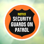 Beveiliging Patrol Teken Sinaasappel Window Cling Raamsticker (Vel 3)