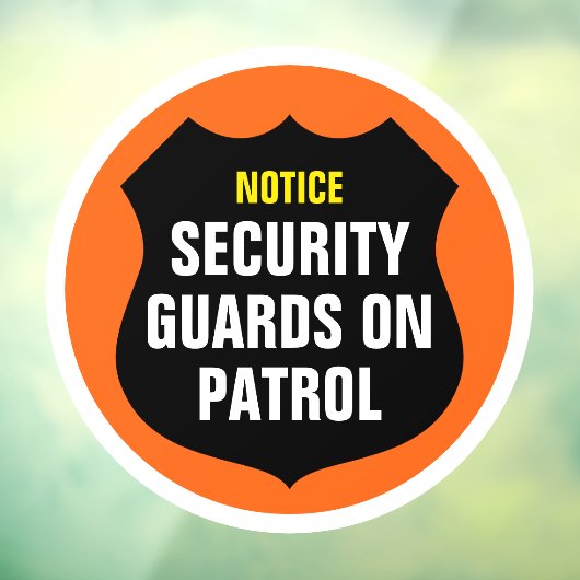 Beveiliging Patrol Teken Sinaasappel Window Cling Raamsticker (Vel 3)