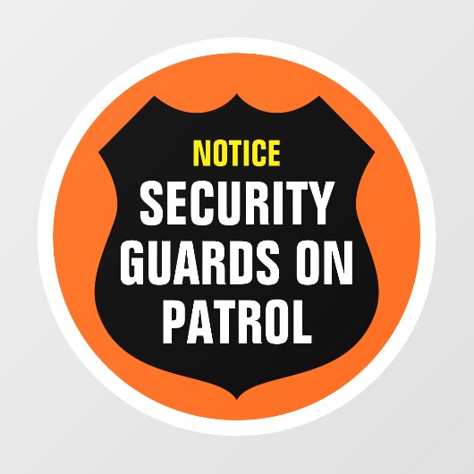 Beveiliging Patrol Teken Sinaasappel Window Cling Raamsticker (Vel)