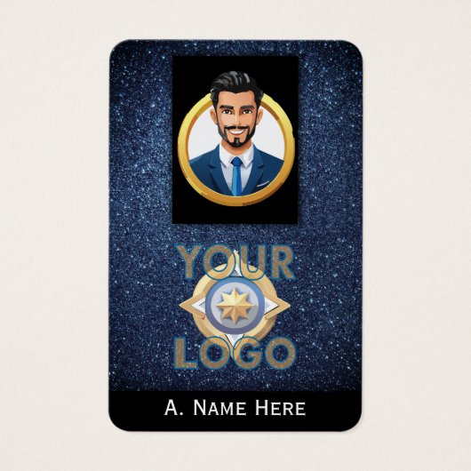 Beveiliging Wetshandhaving Tech Pro's Blue Glitter Visitekaartje (Voorkant)