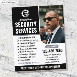 Beveiligings Bedrijfslogo Bodyguard Diensten Grijs Flyer