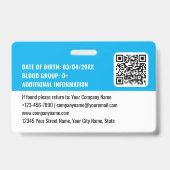 Beveiligings-ID-fotologo QR-code blauw werknemer Badge (Achterkant)