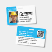 Beveiligings-ID-fotologo QR-code blauw werknemer Badge (Voor- en achterkant)