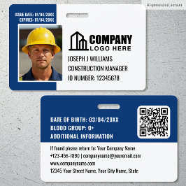 Beveiligings-ID-fotologo QR-code marinewerknemer Badge