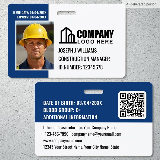 Beveiligings-ID-fotologo QR-code marinewerknemer Badge