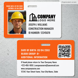 Beveiligings-ID-fotologo QR-code oranje werknemer Badge