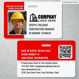 Beveiligings-ID-fotologo QR-code Rood Werknemer Badge