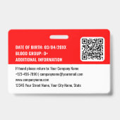 Beveiligings-ID-fotologo QR-code Rood Werknemer Badge (Achterkant)