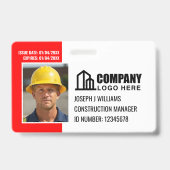 Beveiligings-ID-fotologo QR-code Rood Werknemer Badge (Voorzijde)