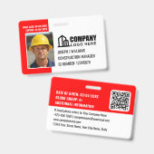 Beveiligings-ID-fotologo QR-code Rood Werknemer Badge (Voor- en achterkant)