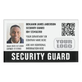 Beveiligings-ID Fotonaam Logo QR Zwart Naambadge (Voorkant)