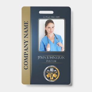 Beveiligings-ID Personeelsfoto QR-code Blauw en Zi Badge