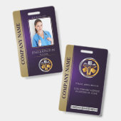 Beveiligings-ID Personeelsfoto QR-code Paars & Zil Badge (Voor- en achterkant)