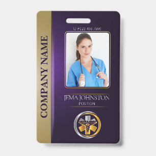 Beveiligings-ID Personeelsfoto QR-code Paars & Zil Badge