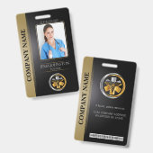 Beveiligings-ID Werknemersfoto QR Code Zwart & Zil Badge (Voor- en achterkant)