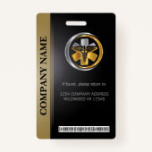 Beveiligings-ID Werknemersfoto QR Code Zwart & Zil Badge (Achterkant)