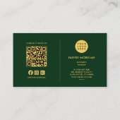 Beveiligings QR-code logo donkergroen en goud Visitekaartje (Achterkant)