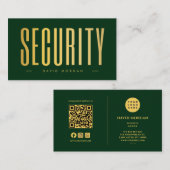 Beveiligings QR-code logo donkergroen en goud Visitekaartje (Voorkant / Achterkant)
