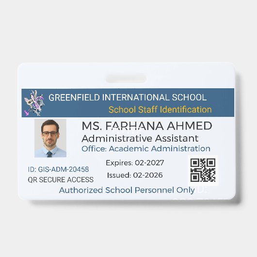 Beveiligingsbadge|Docentenpas|Bedrijfs-ID|Persoonl Badge (Voorzijde)