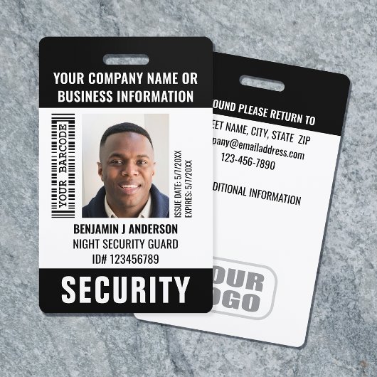 Beveiligingsbeambte Aangepaste ID-foto naam barcod Badge