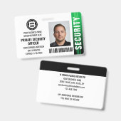 Beveiligingsbeambte ID-foto Logo Groen Badge (Voor- en achterkant)