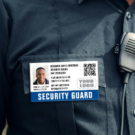 Beveiligingsbeambte ID Foto Naam Logo QR Blauw Naambadge