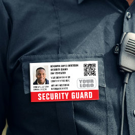 Beveiligingsbeambte ID Foto Naam Logo QR Rood Naambadge
