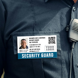 Beveiligingsbeambte ID Foto Naam Logo QR Teal Naambadge