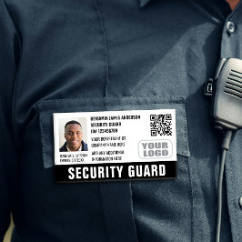 Beveiligingsbeambte ID Foto Naam Logo QR Zwart Naambadge