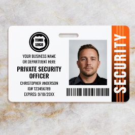 Beveiligingsbeambte Logo Oranje Foto Badge