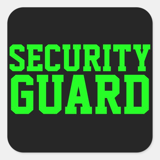Beveiligingsbeambte Neon Groen Vierkante Sticker (Voorkant)