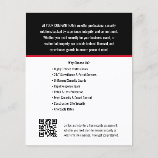 Beveiligingsbedrijf Logo Red Custom Flyer (Achterkant)