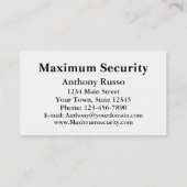 Beveiligingsbedrijf Visitekaartje (Achterkant)