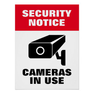 Beveiligingsbericht videocamera poster sign